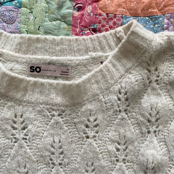 SO cream colored cozy chunky cable knit sweater from kohls - Picture 2 of 5